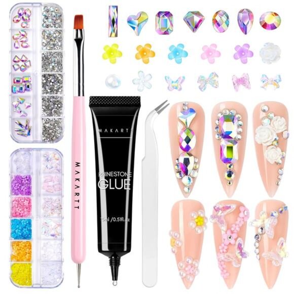 Nail Rhinestone Glue Kit 15ml, Gel Glue with AB Crystals, 3D Nail Art - Picture 1 of 7